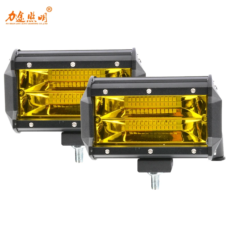 Factory Price 72W LED Work Driving Light Bar IP68 Spotlight LED Pods Lamp white yellow 6000k 3500k For Truck ATV UTV SUV