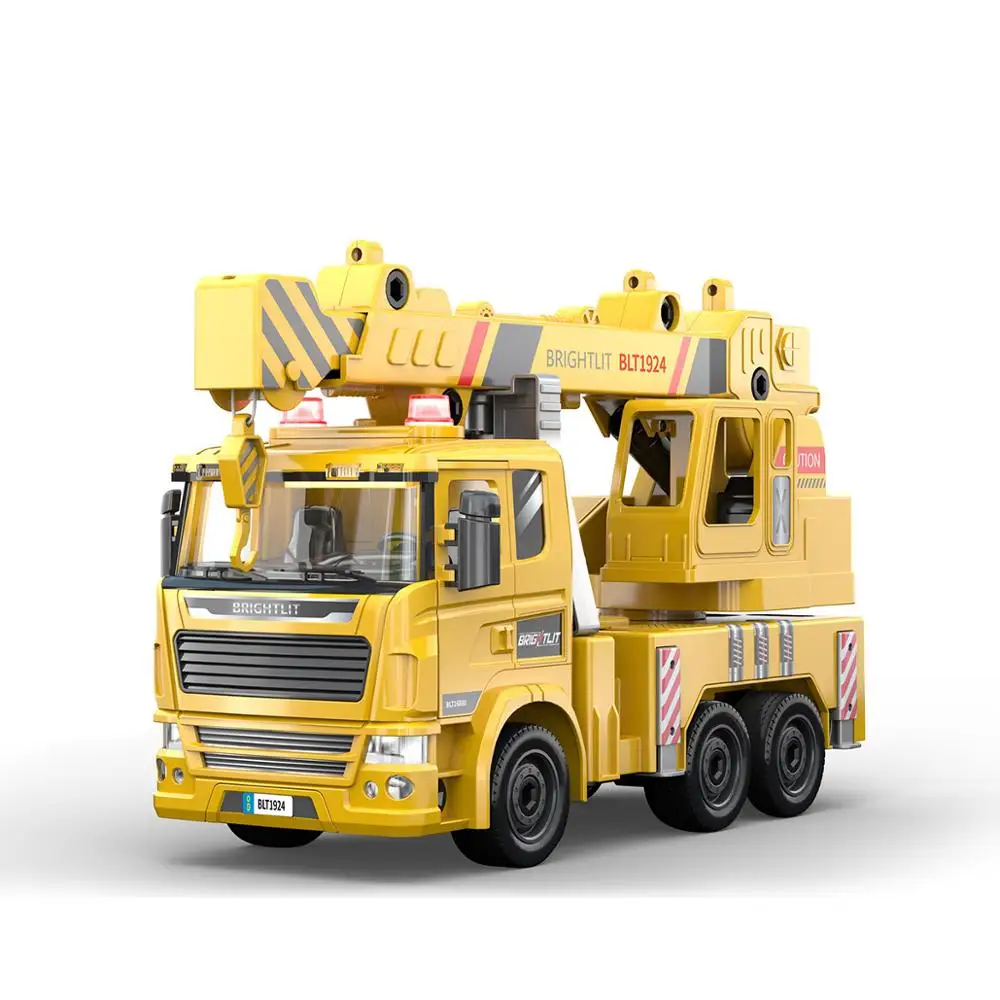 new D I Y intellgent toy series 1/22 assembly  crane truck  toy with flashing lighting and music