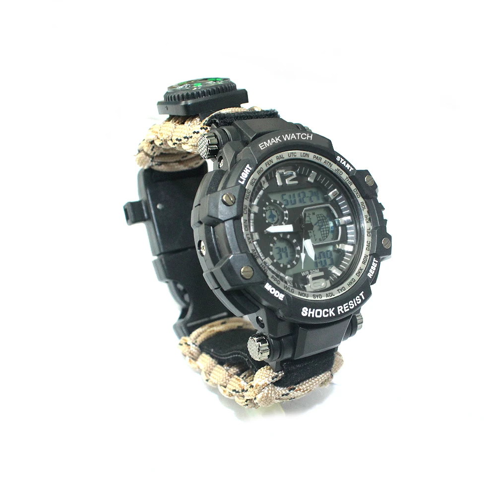 Men Women Multi-function Paracord Survival Sports Watches Outdoor Camping Rescue Emergency Rope Bracelets Sport Watches For Men