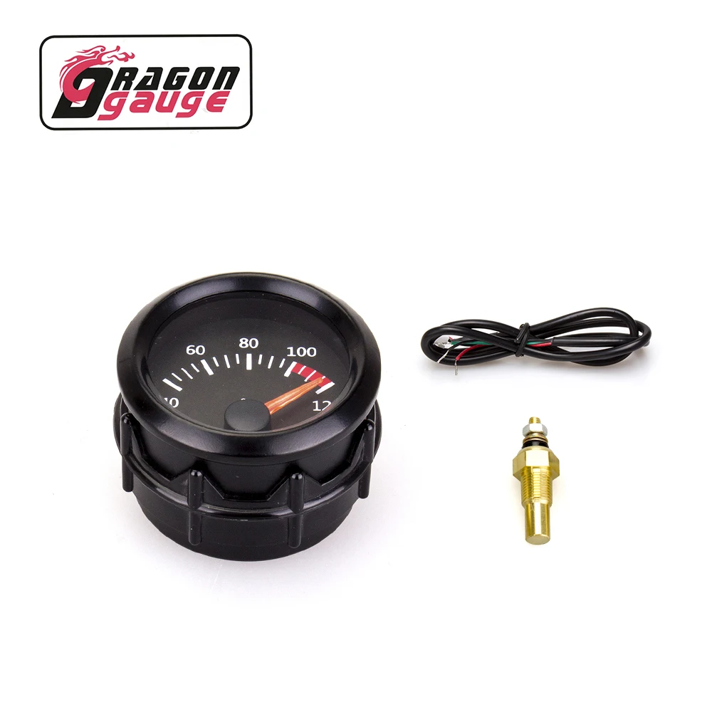 Dragon gauge 52mm 40~120 Celsius Auto Water temperature gauge Water temp Meter With Sensor Universal for Car Motor 12v  (5054)