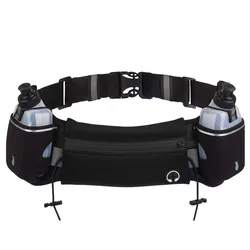 Fashion Runner Fanny Pack Running Belt Neoprene Waterproof Sport Waist Bag With 2pcs Water Bottles