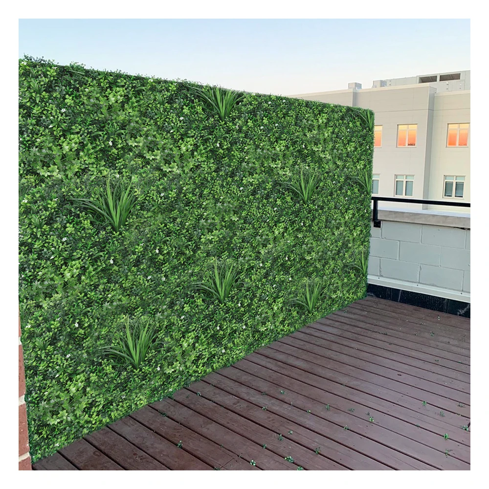 P155 Garden Home Decoration Plastic Green Foliage Panel Plastic Boxwood hedge Backdrop Artificial Grass Wall