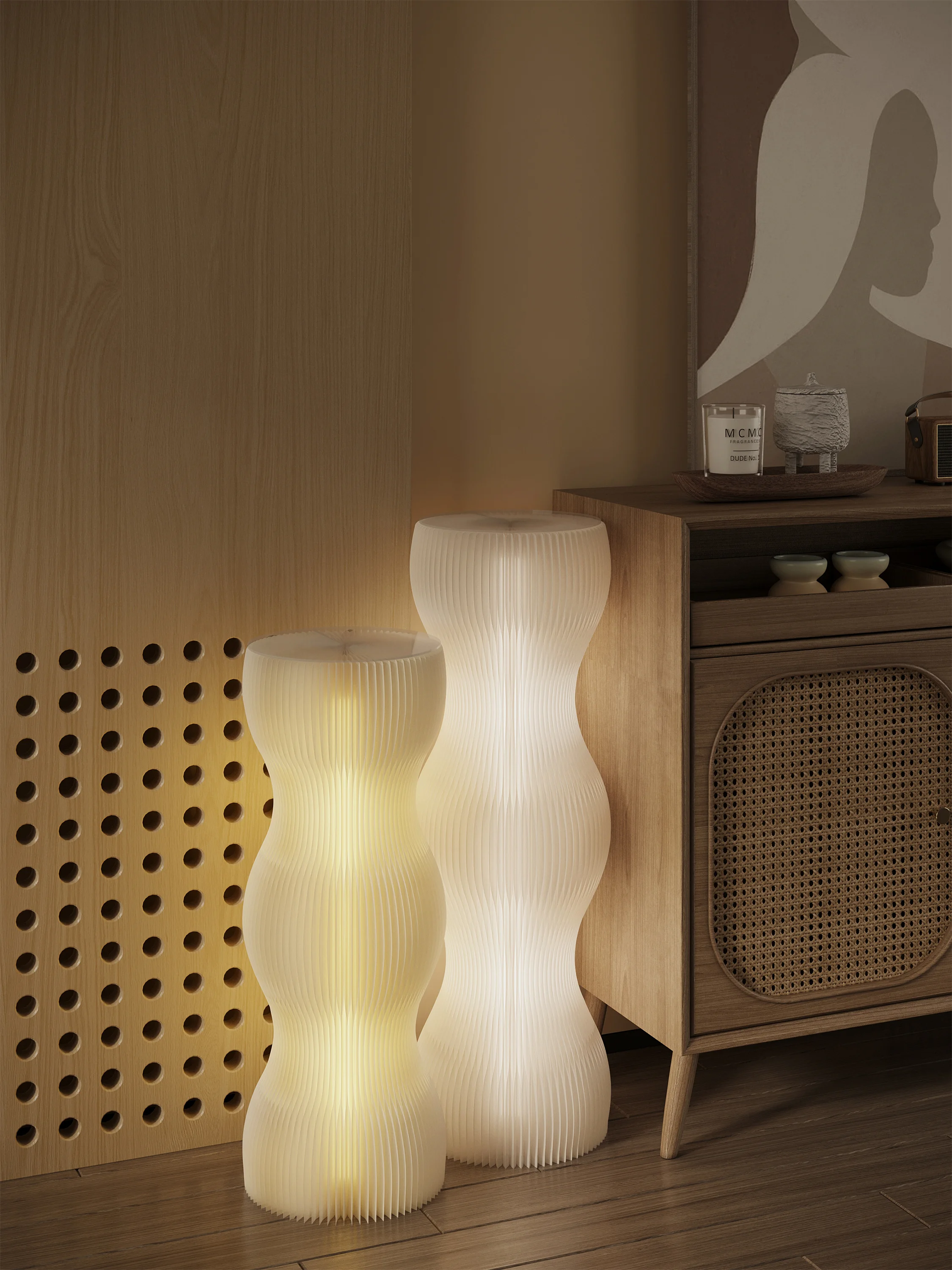 Wave Pillar Stand With LED Light Round Display Shelf For Showroom And Shop Window Decor