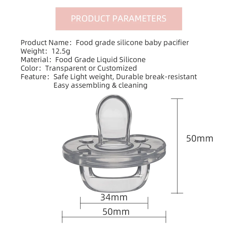 Funny customized Silicone high transparent baby soother dummies Pacifier Baby newborn Teething pacifer