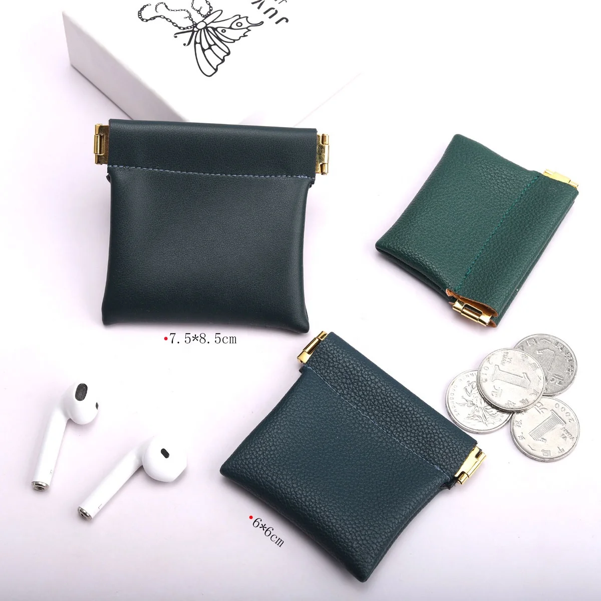 Custom Logo Printed Pu Leather Earring Ring Storage Jewelry Bag Reusable Small Waterproof Leather Pouch With Closed Magnet