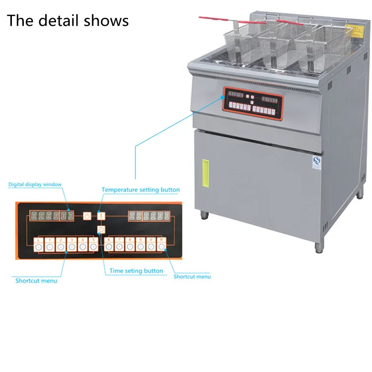 Durable Using Automatic 40L fast food automatic deep fryer potato twist deep fryer  food fryer commercial with Cabinet
