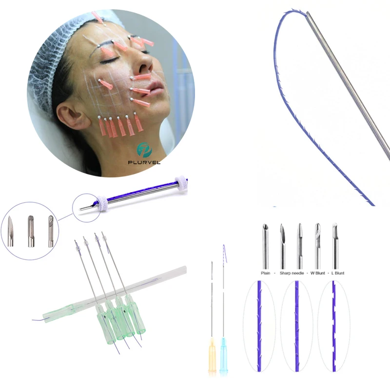 Fishbone Pdo/pcl Thread 18g 100mm Cannula Barbs Thread Lift Face Pdo Surgical Suture Needle