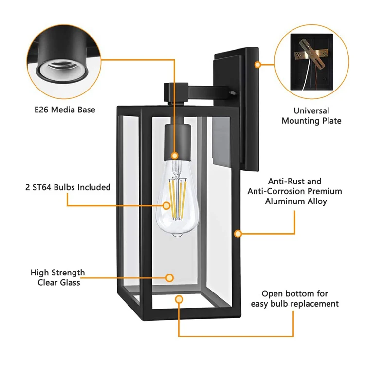 Aluminum outdoor waterproof modern decorative wall light IP65 Glass diffuser