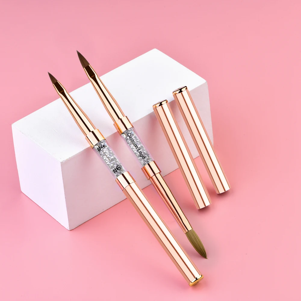 Высококачественные товары для ногтей 2023 розовое золото Pincel 100 Kolinsky 3D Brush #4 #10 Пользовательский логотип акриловая