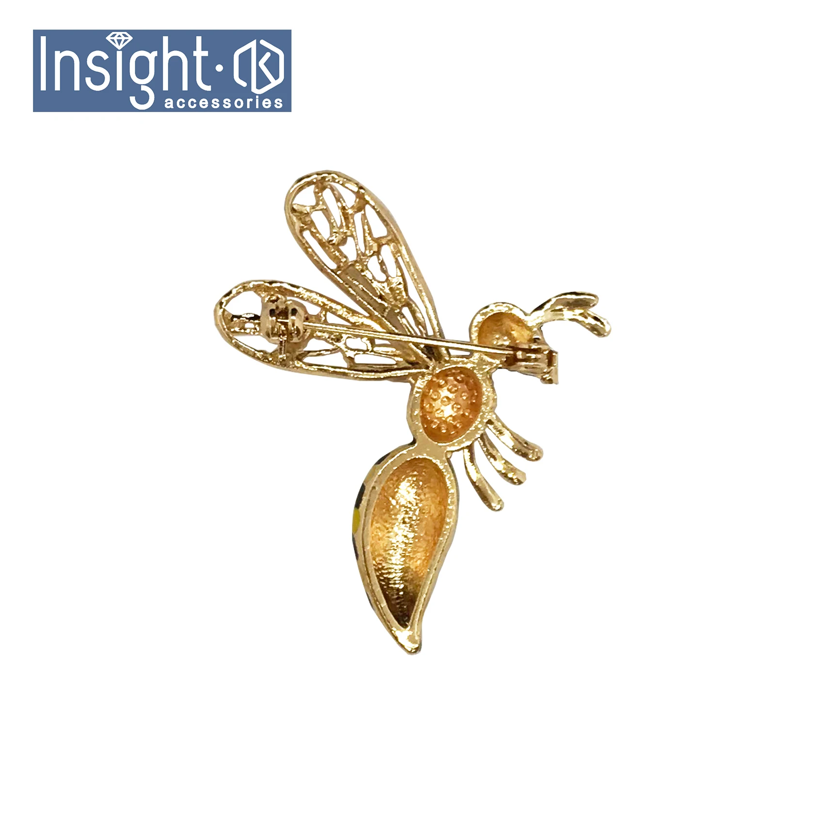 Hot Sale Embellishment Jewelry Fashion Insect Enamel Brooch Bee Rhinestone and Pearl Brooch For Suit