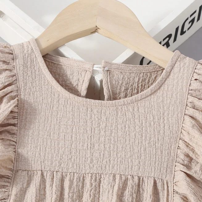 New Design Summer Little Girl Dress Round Neck Simple Ruffle Short Sleeved Princess Skirt For Girls Kids Classic Dress