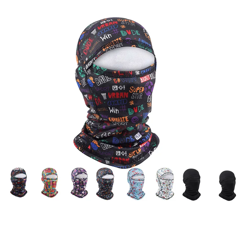 Wholesale Custom Printed Logo Full Face Mask Balaclava Adult Child One Hole Windproof Warm Polyester Ski Mask Balaclava Caps