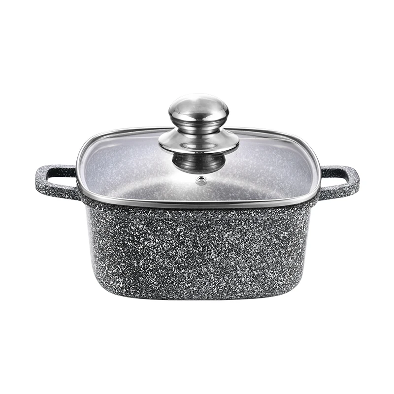 6 PCS Nonstick Cookware Sets Ceramic Kitchenware Sets for Both Induction and Gas Stove Square Soup Pot