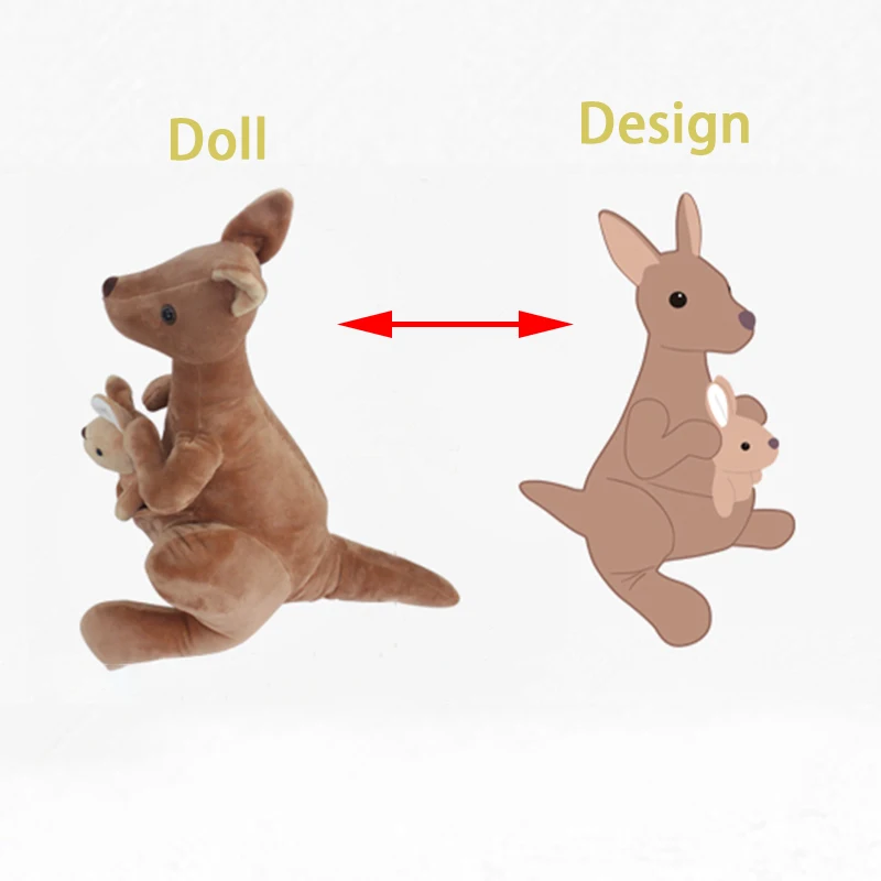 2023 New Design Custom Plush Toys Stuffed Animal Kangaroo Toy Mother and Baby As gift Or Toys