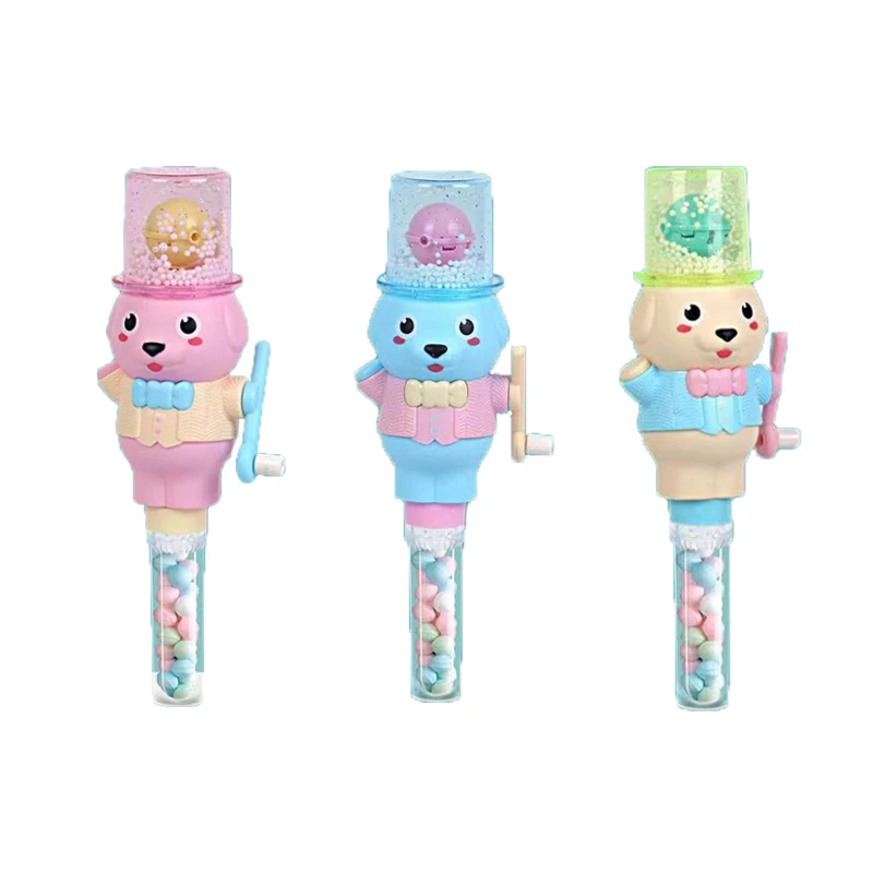 Baby toys 2022 weightlifting face change and cartoon manual snowflake stick toy with candy party favors