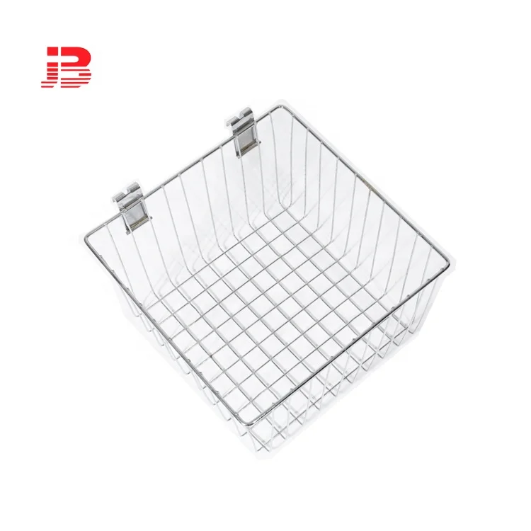  Jinbin Slatwall Metal Display Wire Mesh Storage Basket for