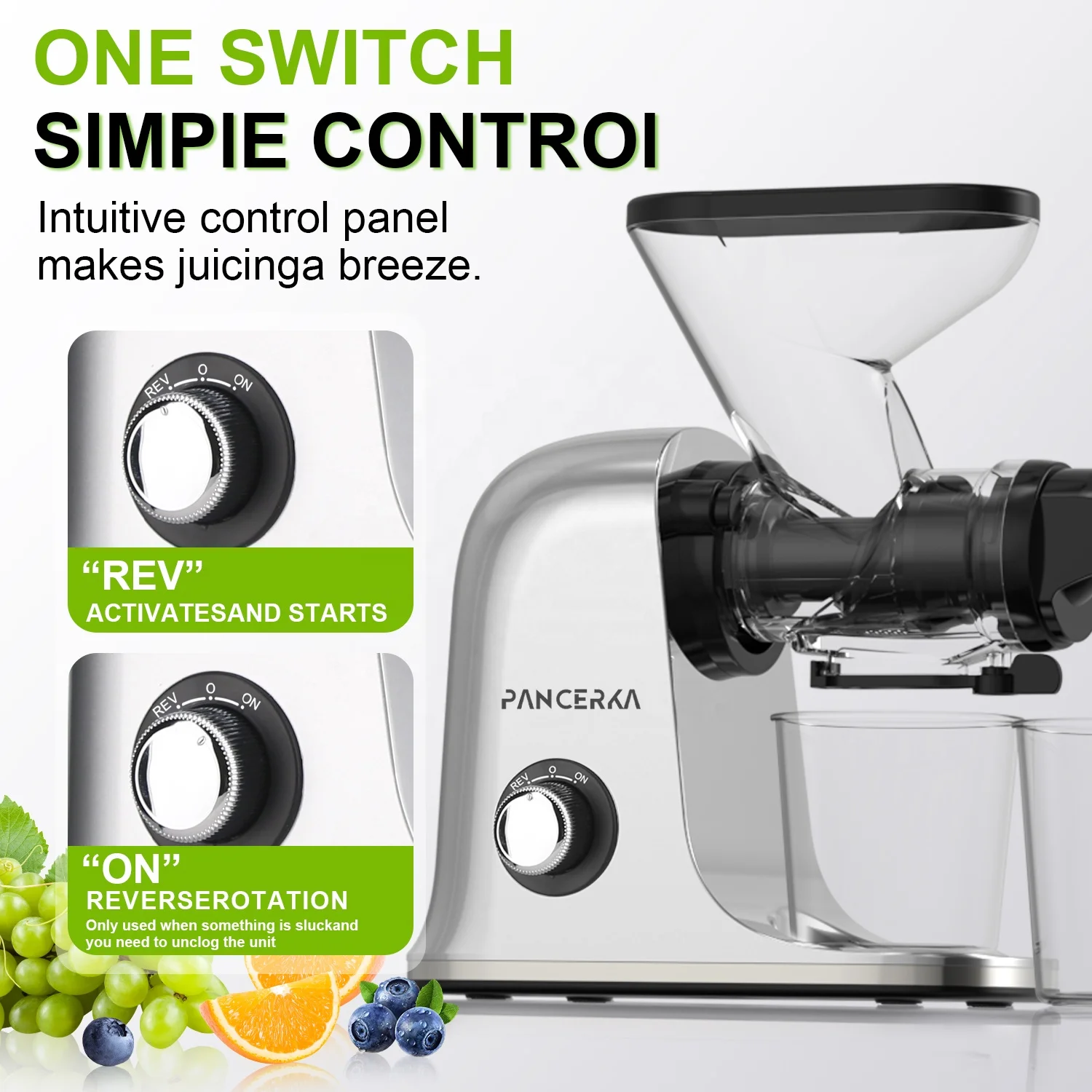 PANCERKA Cold Press Juicer Machine 1000w powerful High Yield Juice Maker with Dual Dispensing Chute US shipping
