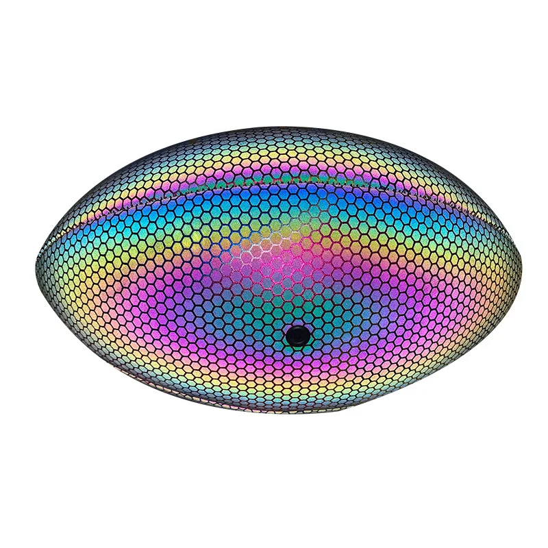 Custom Rugby Ball Size 9 Factory Price PU Leather Reflect Light American Football for OEM Official Game Use