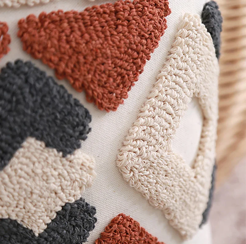 Modern Decorative Geometric Cushion with Tassels Tufted Boho Throw Pillow Cover