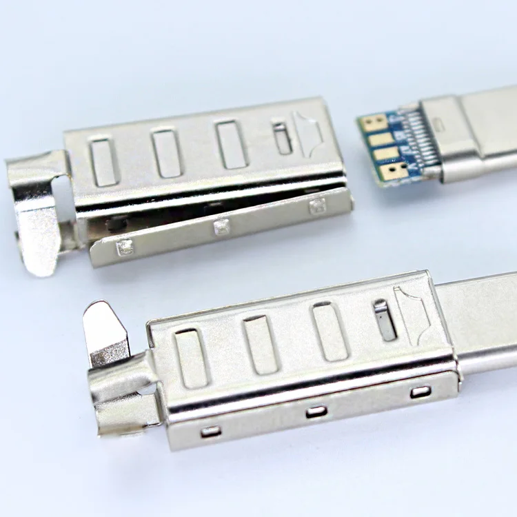Usb-C 2.0 Plug Diy Housing Gold Usb-A Shell Usbc 5.1K Ohm Resistor 24pin 4p 4Pin Male USB Type C Connectors With Metal Housing