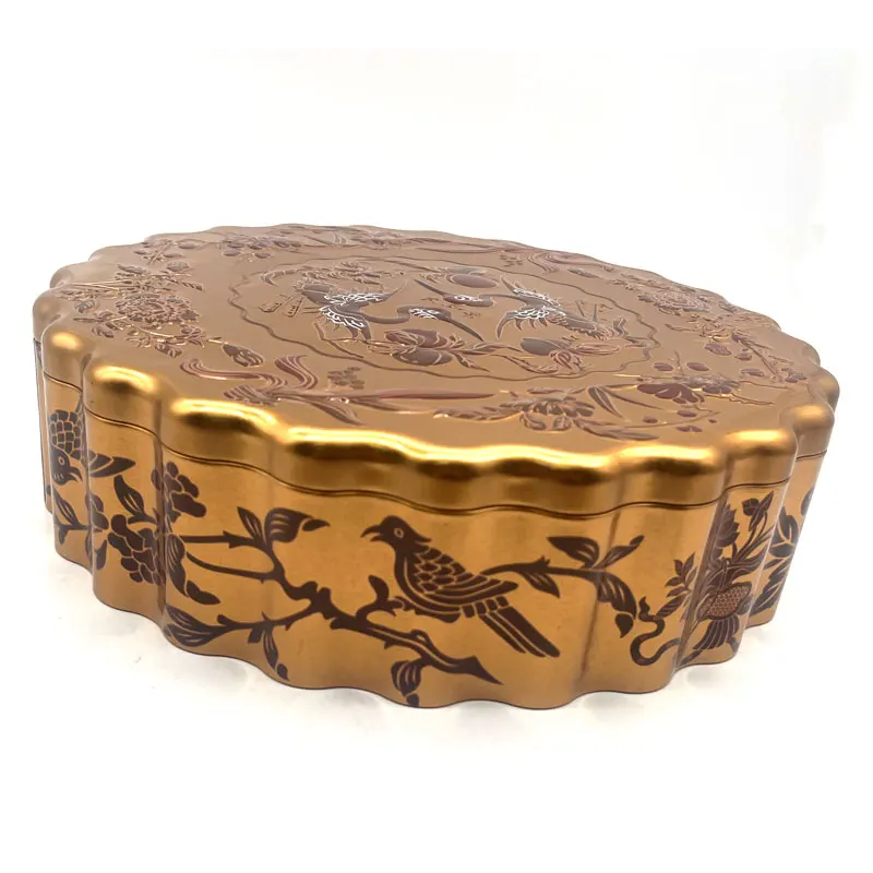 Custom Printed Full Emboss Big Irregular Shape Cookie Chocolate Food Tin Package Can Festival Gift Metal Box