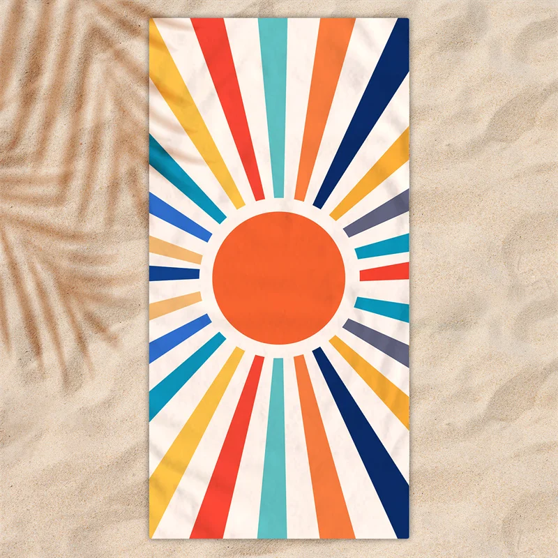Customizable Sublimation Sunrise pattern Microfiber Sand less Polyester And Polyamide Waffle Recycled Plastic Beach Towel