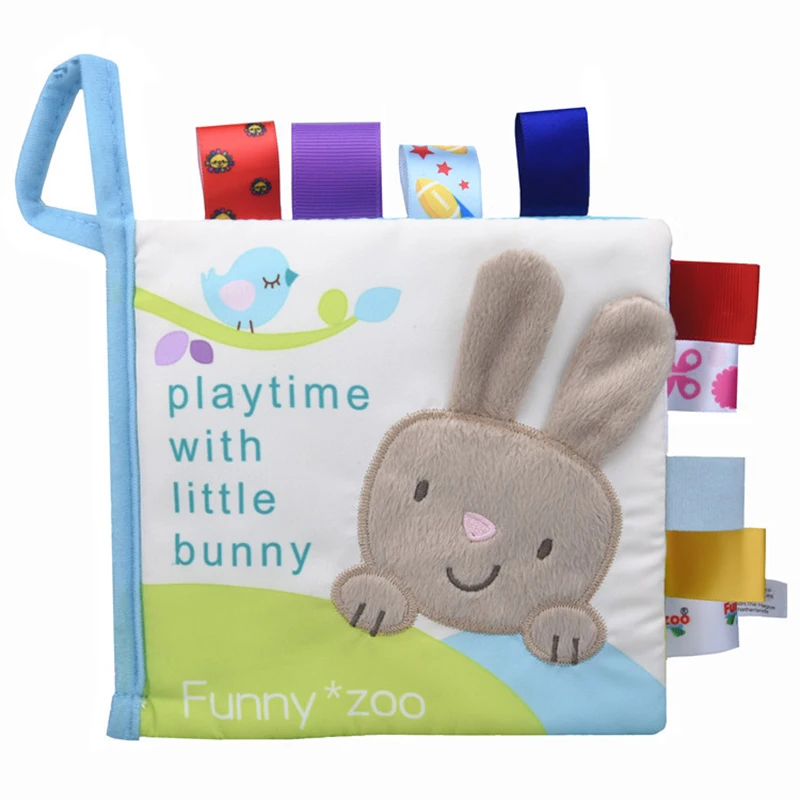 2019 Animal three-dimensional Baby Cloth Book early Baby Toys Education tear not rotten Baby Cloth Book bell toy