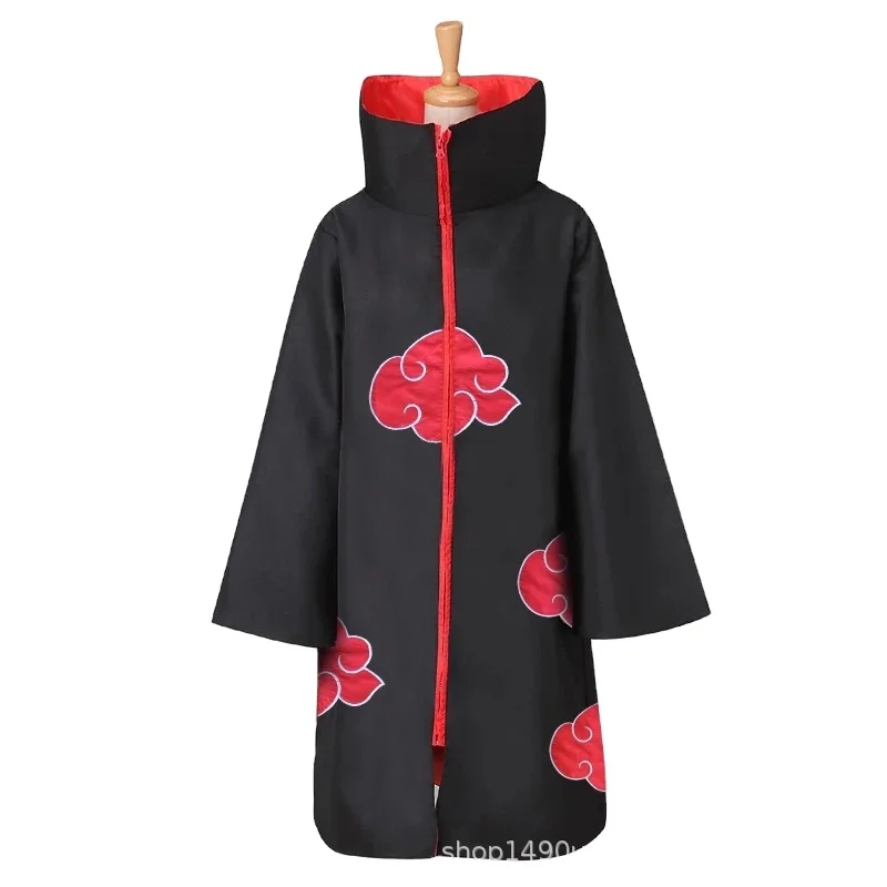 Black Cloak With Embroidered Red Akatsuki Cloud Image Anime Uzumaki Ninja Akatsuki HOKAGE Cosplay