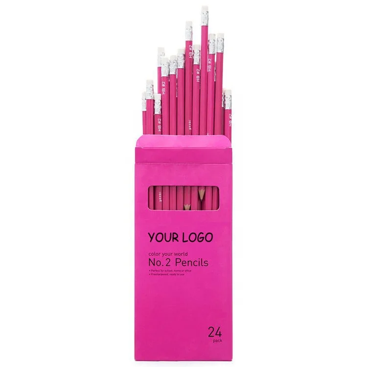 DASHENG Best supplier wholesale lapiz high quality print logo school items wood pencil set Custom Pencils with eraser on the top