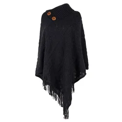 New Fashion Big Scarf Winter Shawl Solid Color Ponchos Women Pullover Hollow Cape Cloak