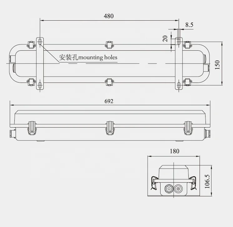 JCY28 series Waterproof IP67 Ship Marine Fluorescent Pendant Light AC220V 230V 50 60Hz 2*20W G13 1500lm  JCY28-2