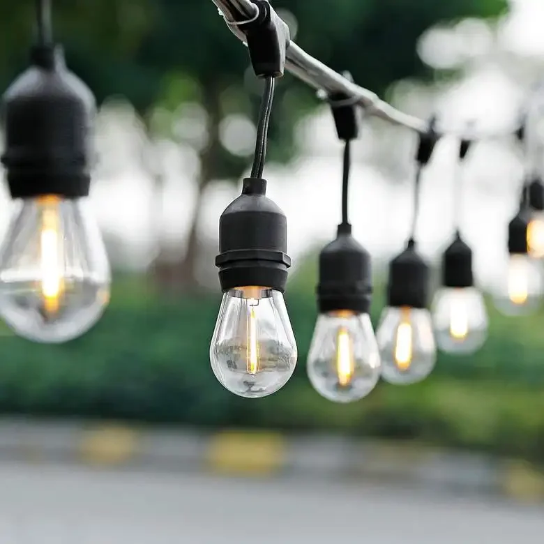 S14 E27 Hanging String Sockets Waterproof Outdoor Light Chain Festoon Led Patio Lights For Bistro Garden