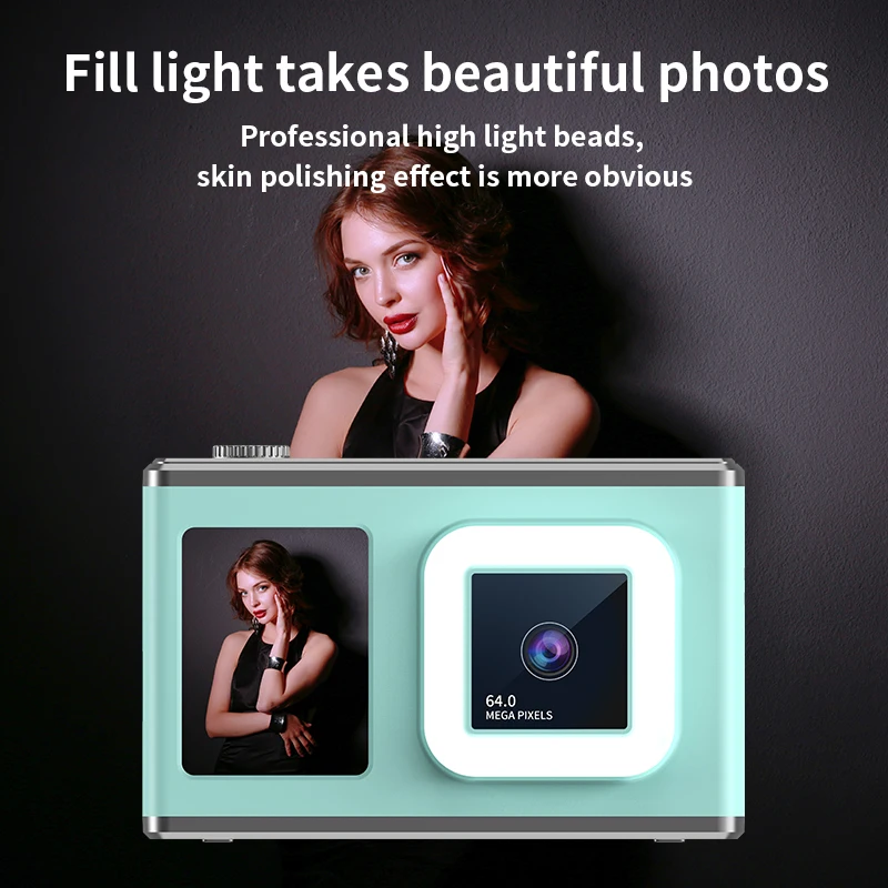 CCD New Design Double Lens 2.4' TFT Color Display Video Digital Camera with Dual Display Student Digital Still Compact Camera