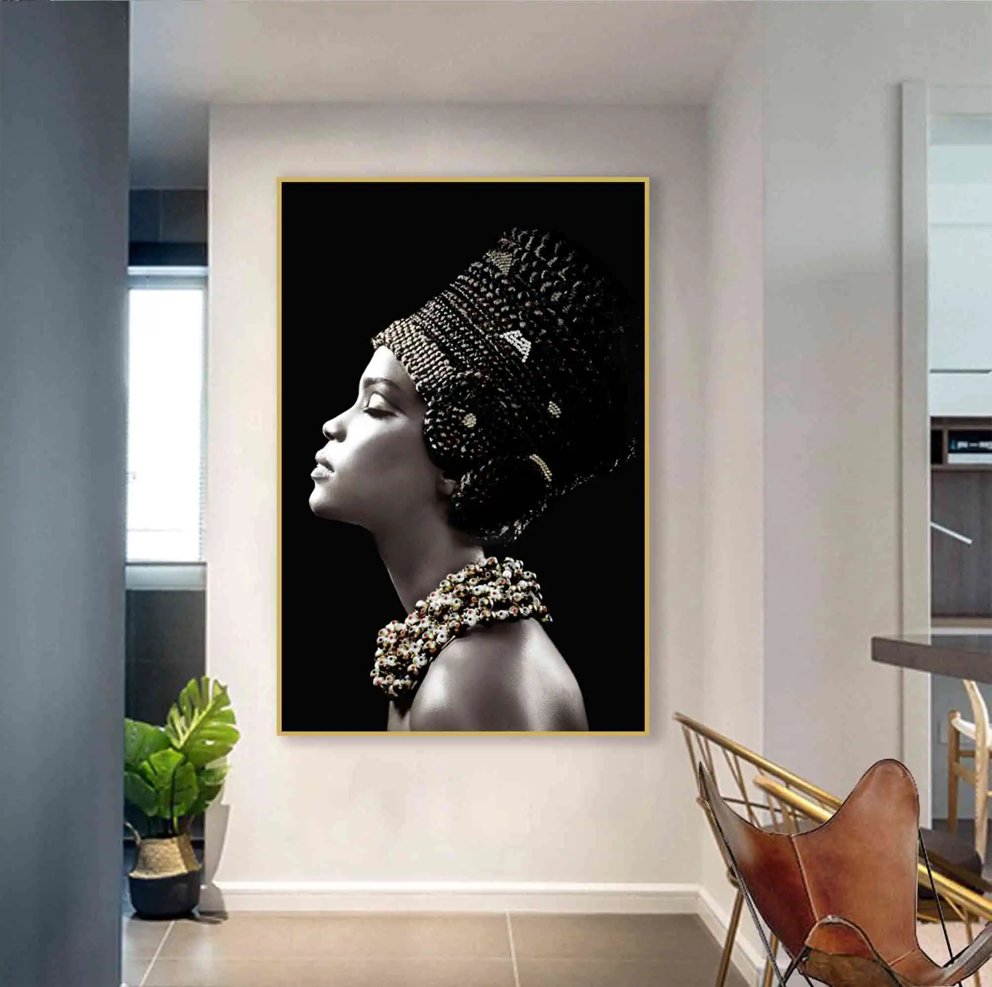 Black and white figure crystal porcelain painting large portrait paintings cheap wall art