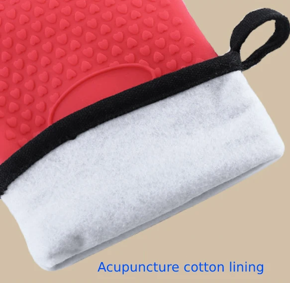 Extra long 50cm Five fingers silicone oven glove with acupuncture cotton quilted
