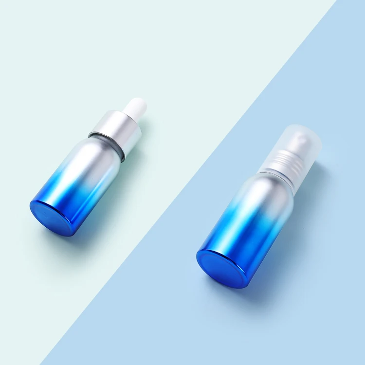 40ml 50ml 100ml custom refillable empty cosmetic recycled aluminum lotion pump essential oil dropper bottles spray pump bottle