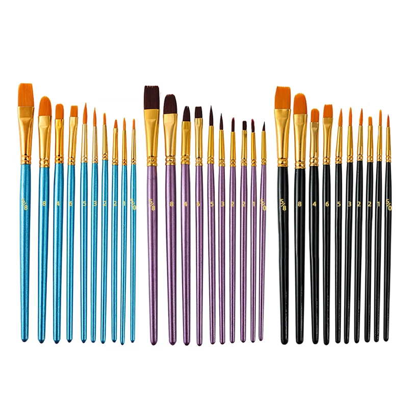 2023 hot sale 10 nylon bristle brushes custom package painting brush set for artist students