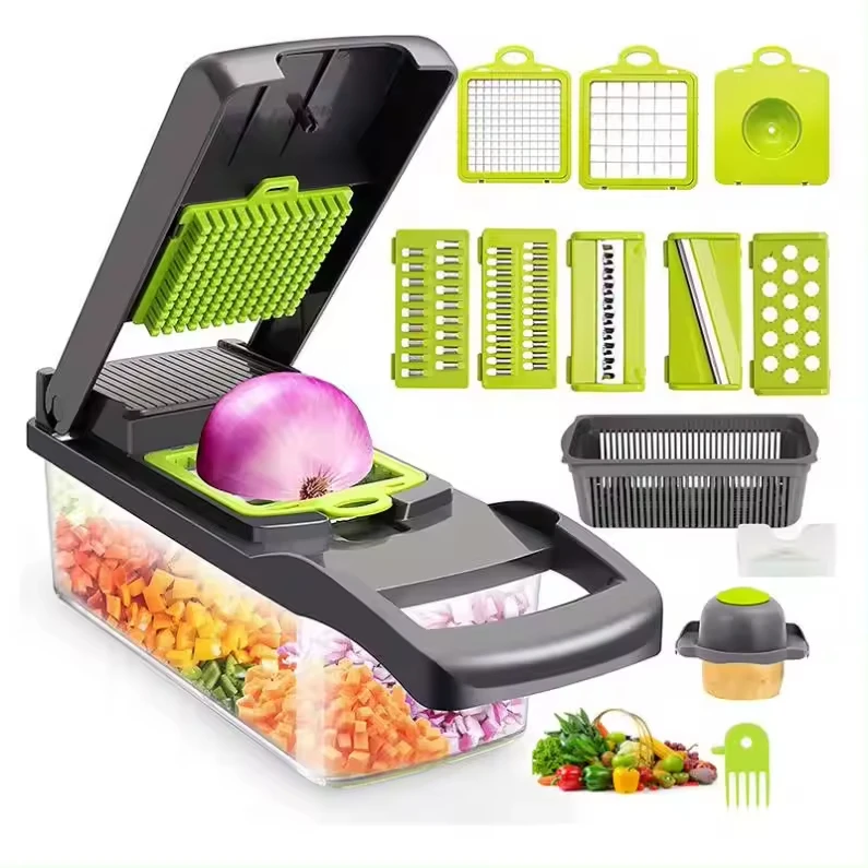 New design Products Kitchenware Top Press All in 1 Multi Manual Food Chopper Vegetable Cutter Slicer with Container