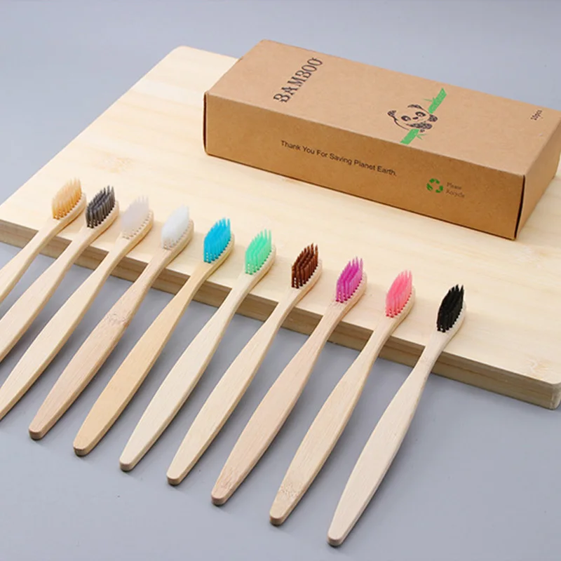 Wholesale custom Bamboo Toothbrush Natural Bamboo Handle Travel Portable childrens bamboo toothbrush
