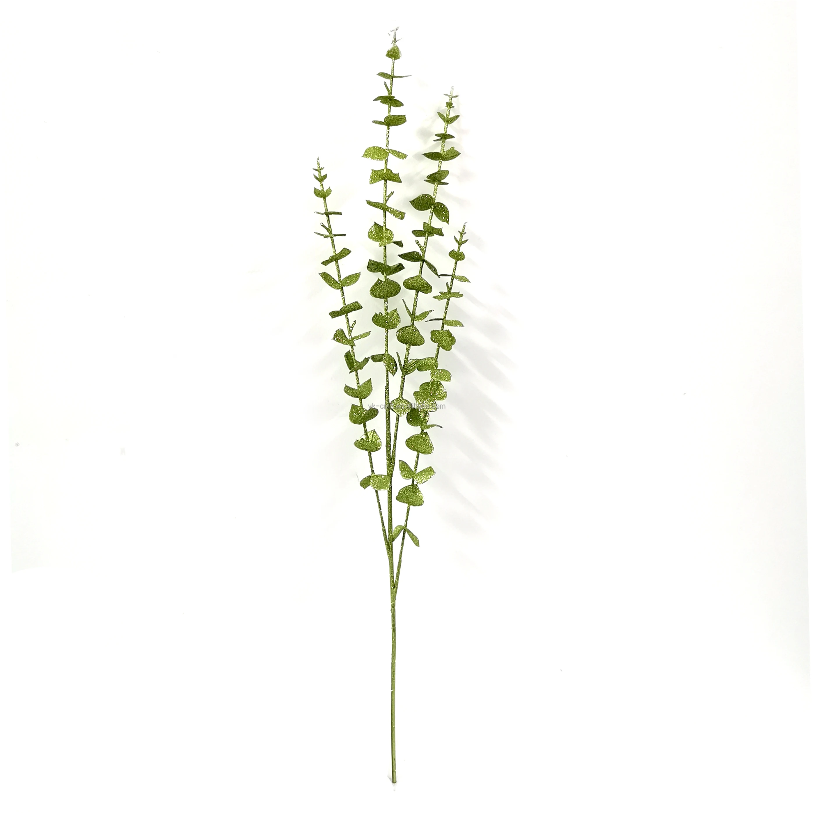 2022 Glitter Christmas Fern Pick Artificial Plant Decorative Stems Eucalyptus Glitter Plastic Pick Table Decor
