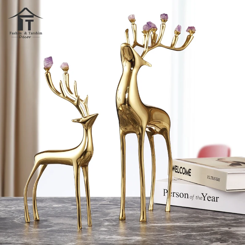Modern abstract nordic golden iron metal home sculpture interior decoration items
