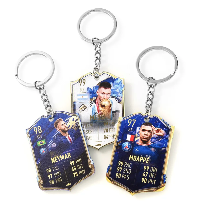 Factory price football club Soccer Scorecard Keychain Crow Portugal Neymar National Team Acrylics keychain