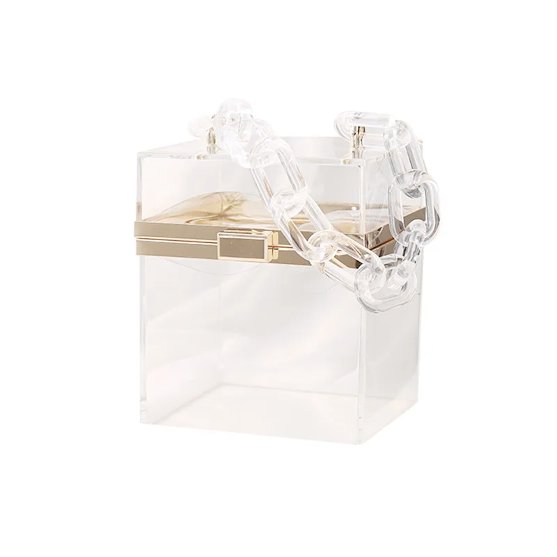 
Square Bags Clear 2021 Transparent Shoulder Handbag Evening Box Bag women Purse Acrylic Clear Clutch Bridal Purses 