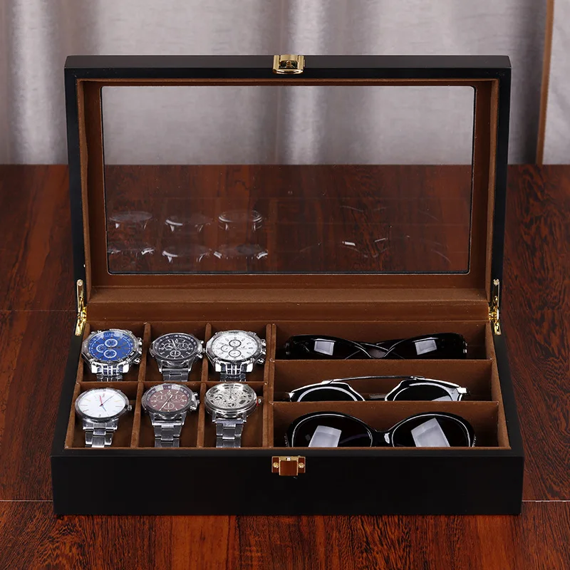 High Quality  Wooden Display 8 Grid Watch Box Case