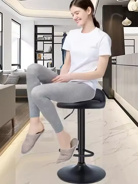 PU Leather Revolving Height Adjustable Bar Stool Chair With Footrest