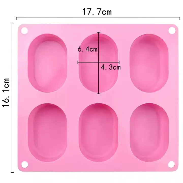 6 Cavity Small Oval Shape Silicone Soap Mold Candle Making Cake Mold Repurposed Resin Mold