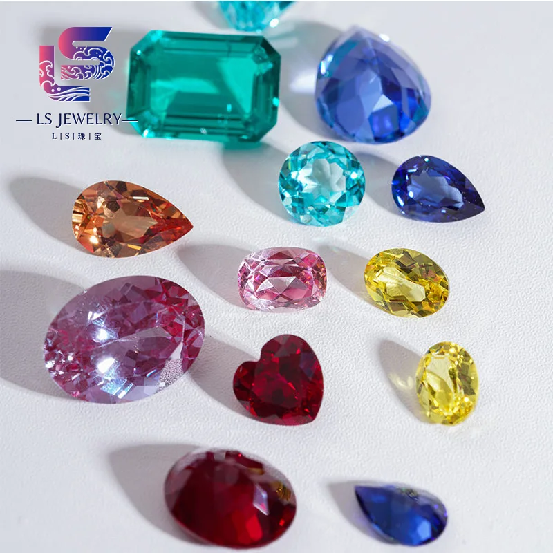 Красочная лаборатория рубин Изумрудный сапфировый камень лабораторный Выращенный драгоценный