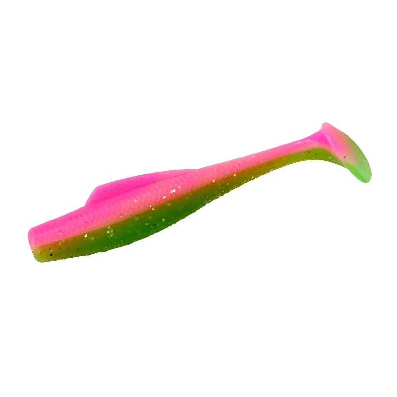 6 PCS/Bag Hot Sale New Arrival 8cm/4.8g Luminous Colorful Pike Bass Fishing Lure t Tail Plastic Soft  Soft Plastic Tpe Lure