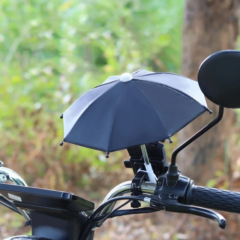 OVIDA Small size sturdy frame custom logo manually open motorcycle phone cover Mini umbrella