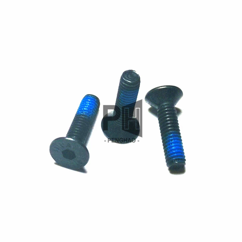 High-Strength Grade 8.8 Steel Countersunk Hex Socket Nylock Screw with Black Coating Partial Thread Anti-Loose Nylock Screw
